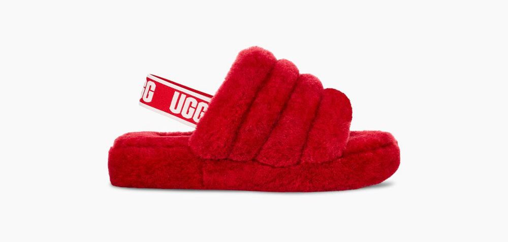 Ugg Slide Big Kids - Ugg Fluff Yeah Red - 412ZUBXHW